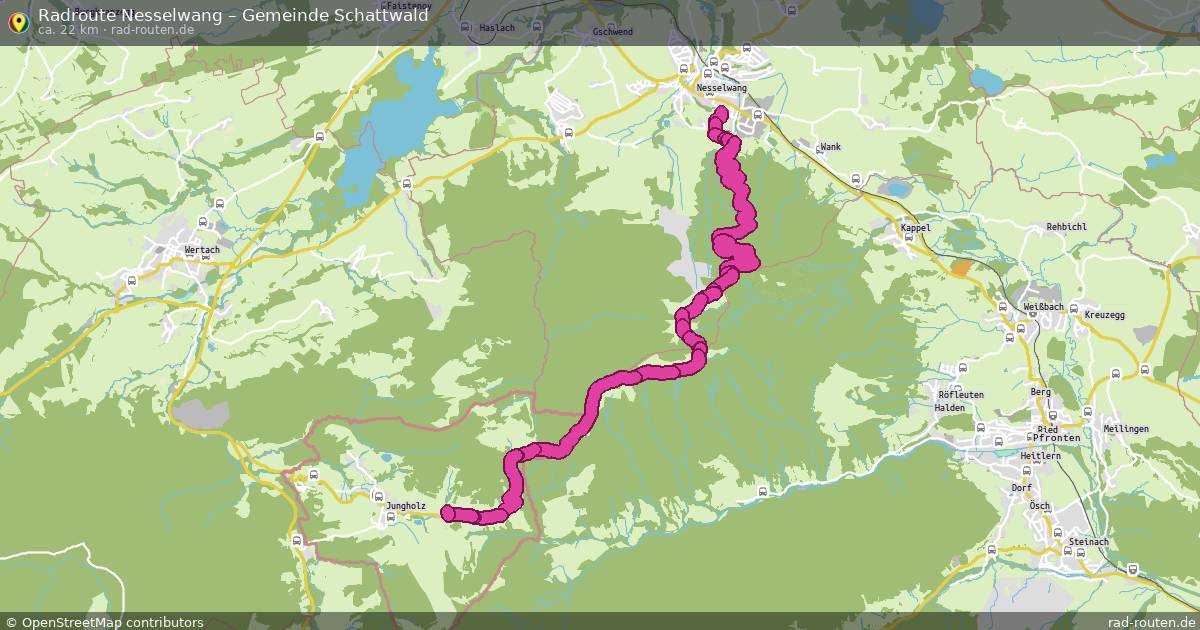 Fahrradroute Nesselwang – Gemeinde Schattwald