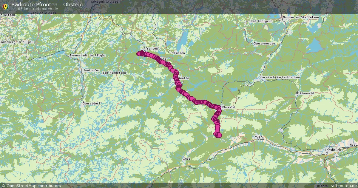 Fahrradroute Pfronten – Obsteig (65 km) – Rad-Routen.de