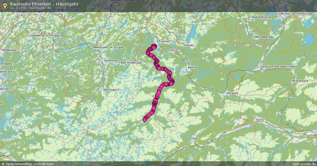 Fahrradroute Pfronten – Häselgehr (53 km) – Rad-Routen.de