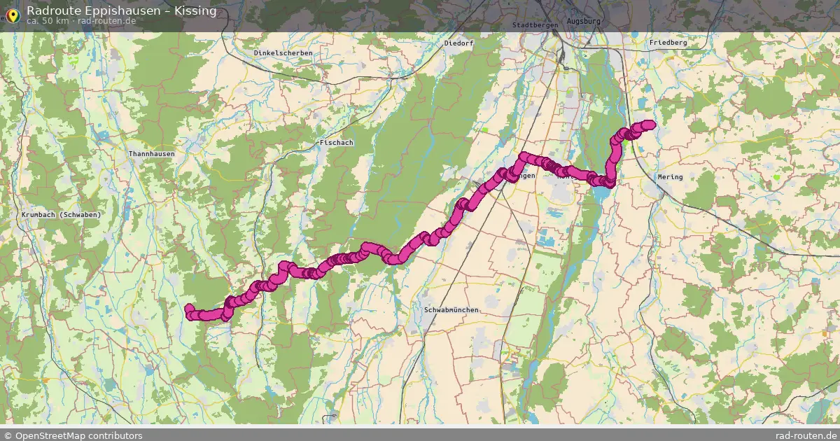 Fahrradroute Eppishausen – Kissing (50 km) – Rad-Routen.de