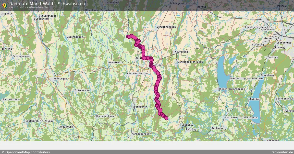 Fahrradroute Markt Wald – Schwabsoien (56 km) – Rad-Routen.de