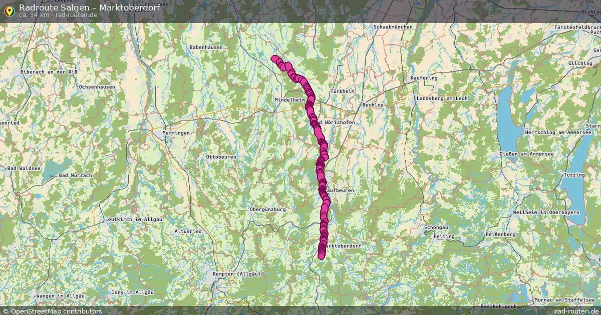 Fahrradroute Salgen – Marktoberdorf (54 km) – Rad-Routen.de