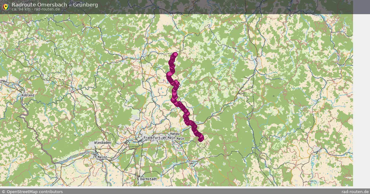 Fahrradroute Omersbach – Grünberg (94 km) – Rad-Routen.de