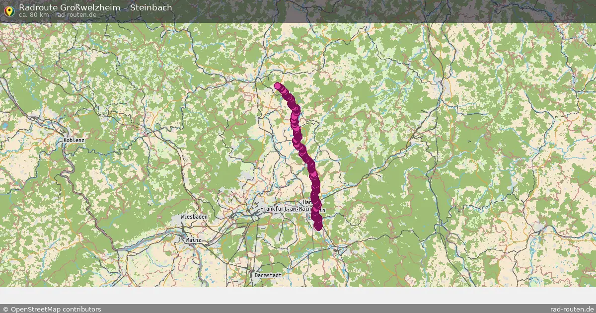 Fahrradroute Großwelzheim – Steinbach (80 km) – Rad-Routen.de