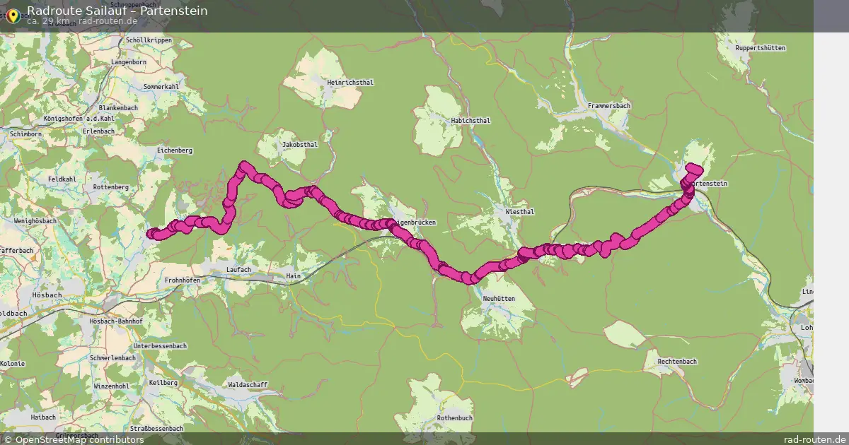 Fahrradroute Sailauf – Partenstein (29 km) – Rad-Routen.de