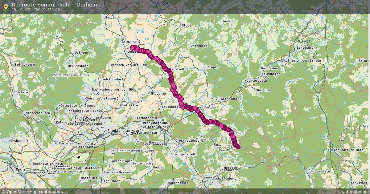 Fahrradroute Sommerkahl – Dorheim (65 km) – Rad-Routen.de