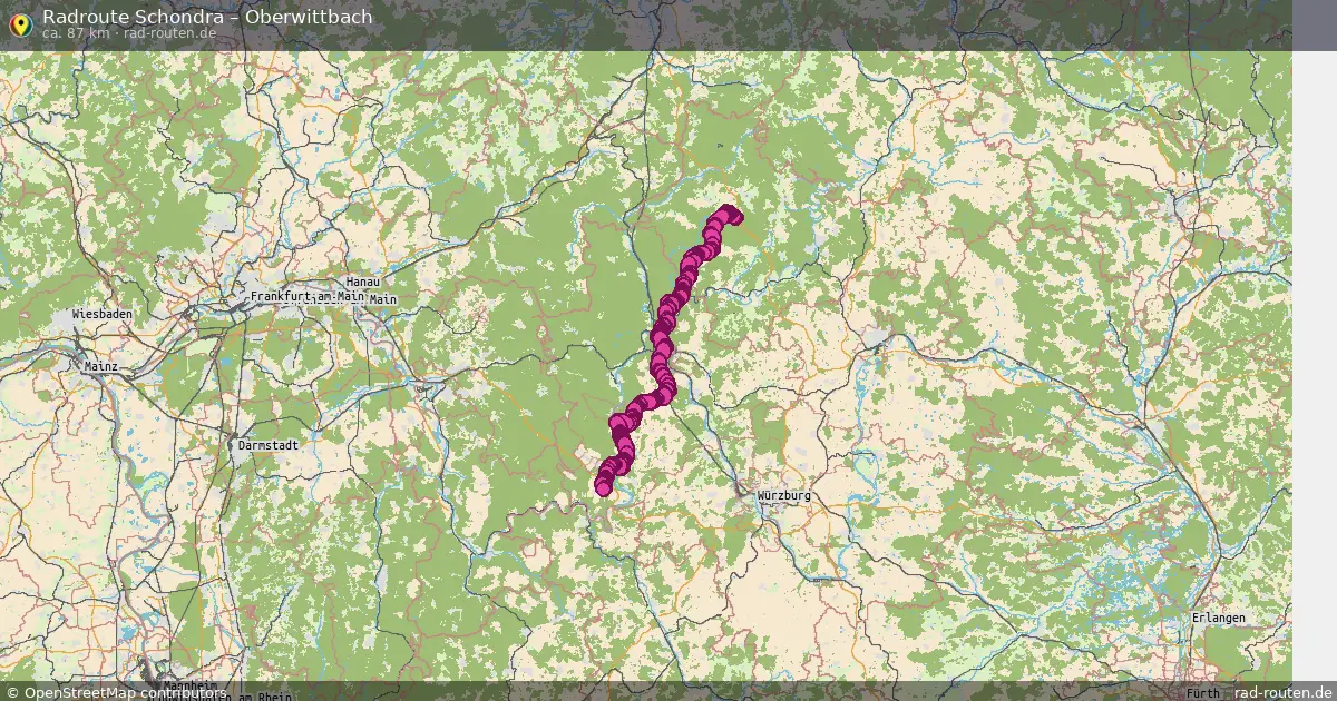 Fahrradroute Schondra – Oberwittbach (87 km) – Rad-Routen.de