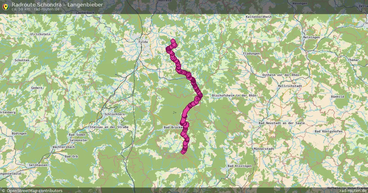 Fahrradroute Schondra – Langenbieber (59 km) – Rad-Routen.de