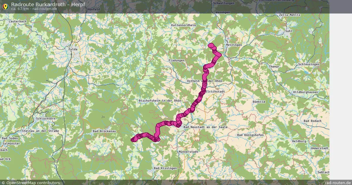 Fahrradroute Burkardroth – Herpf (67 km) – Rad-Routen.de