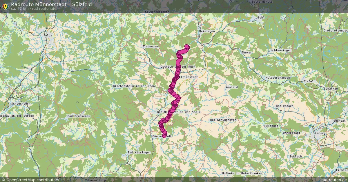 Fahrradroute Münnerstadt – Sülzfeld (42 km) – Rad-Routen.de