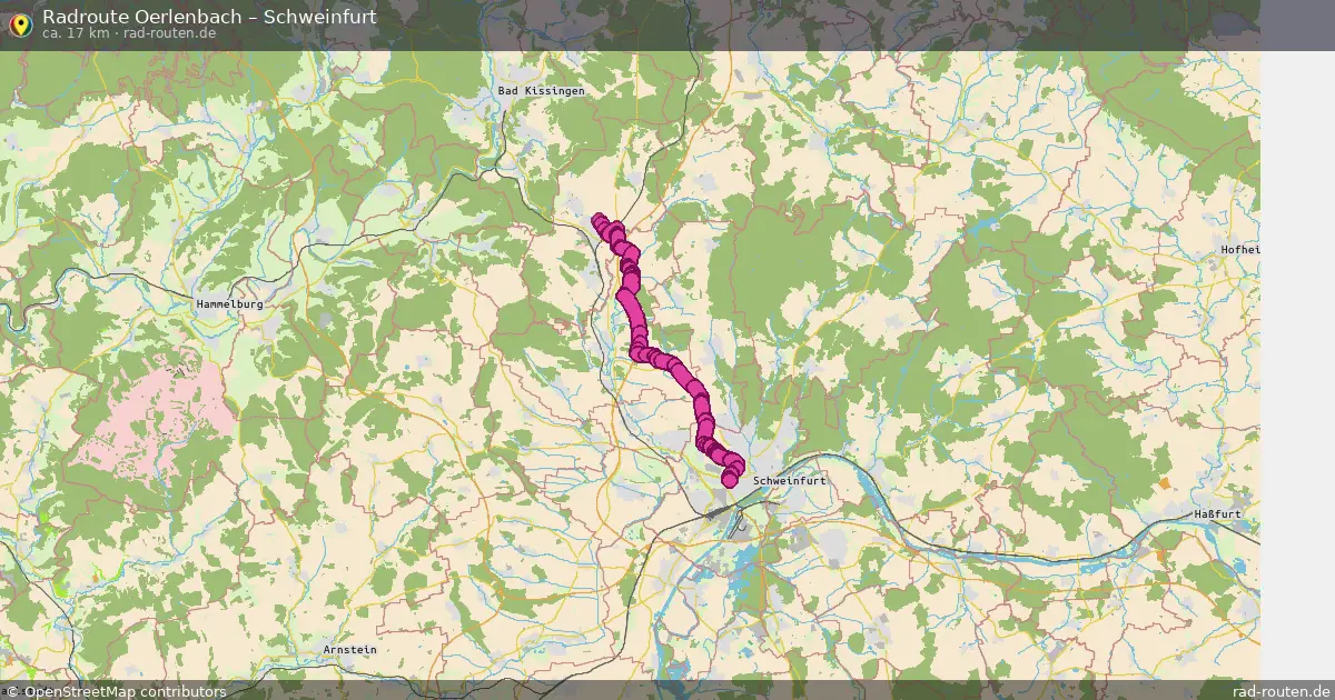 Fahrradroute Oerlenbach – Schweinfurt (17 km) – Rad-Routen.de