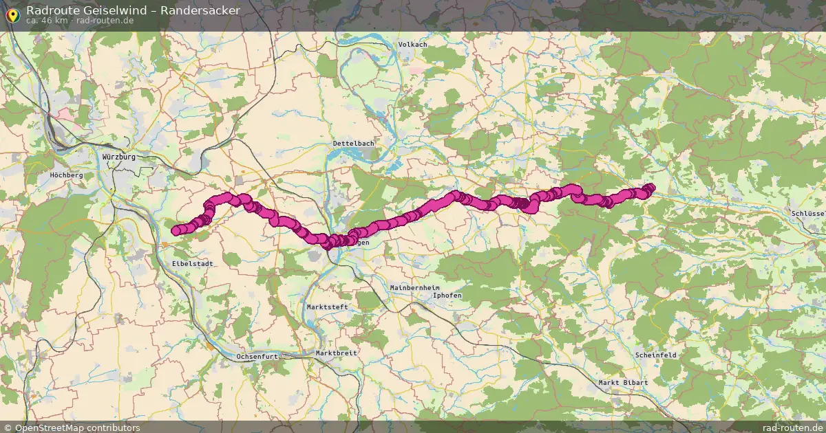 Fahrradroute Geiselwind – Randersacker (46 km) – Rad-Routen.de