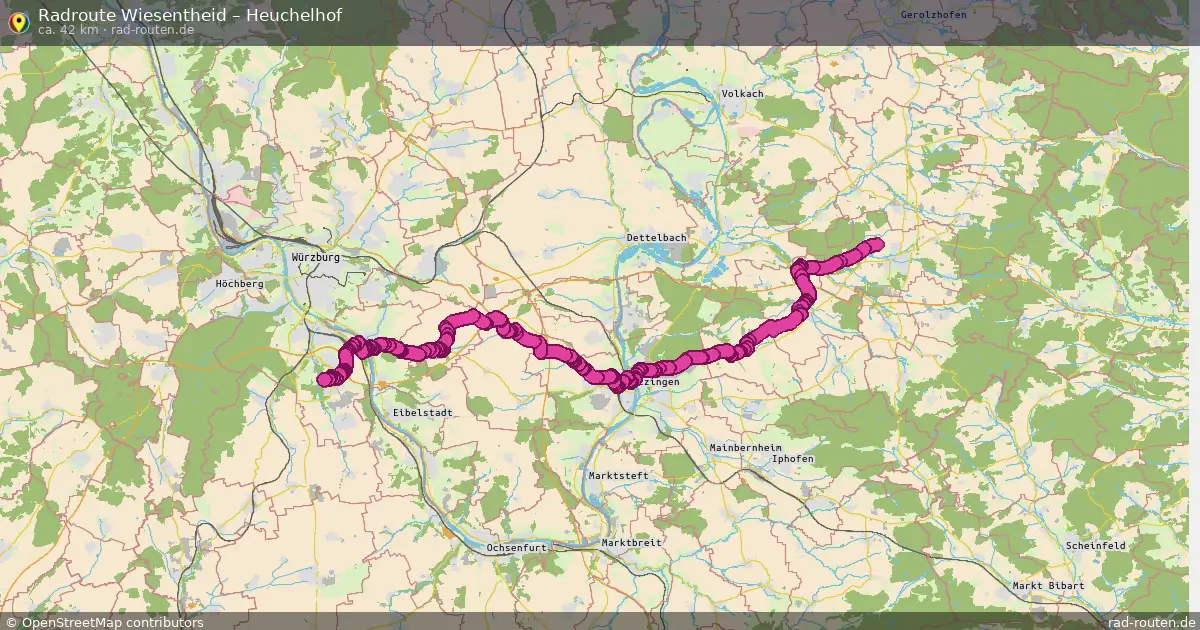 Fahrradroute Wiesentheid – Heuchelhof (40 km) – Rad-Routen.de