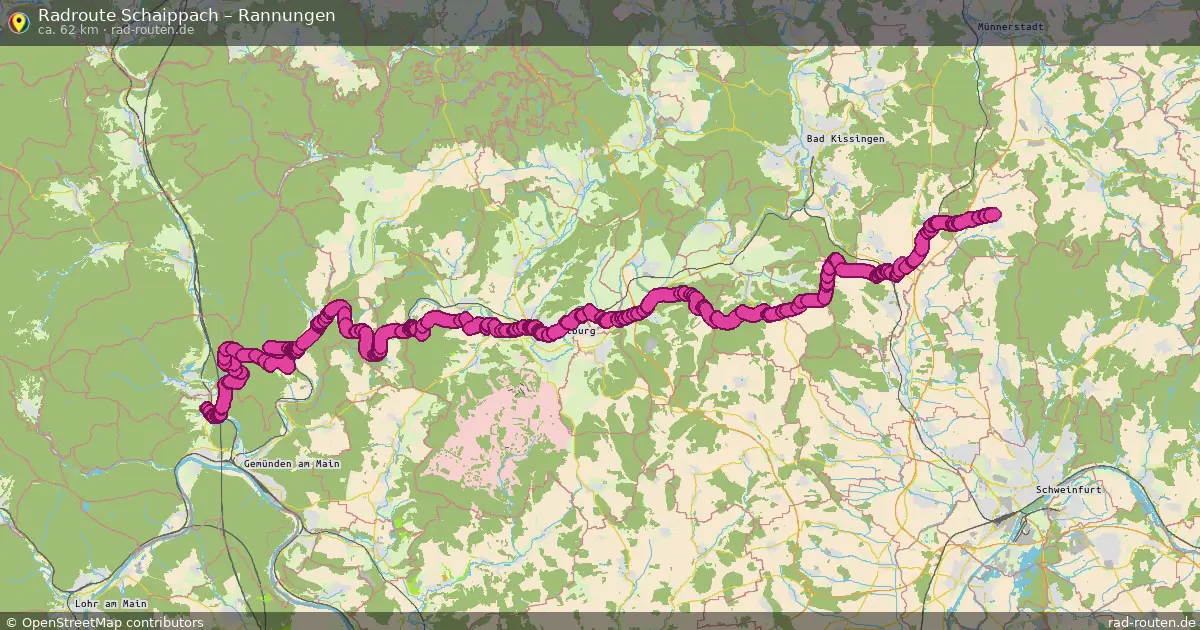 Fahrradroute Schaippach – Rannungen (62 km) – Rad-Routen.de