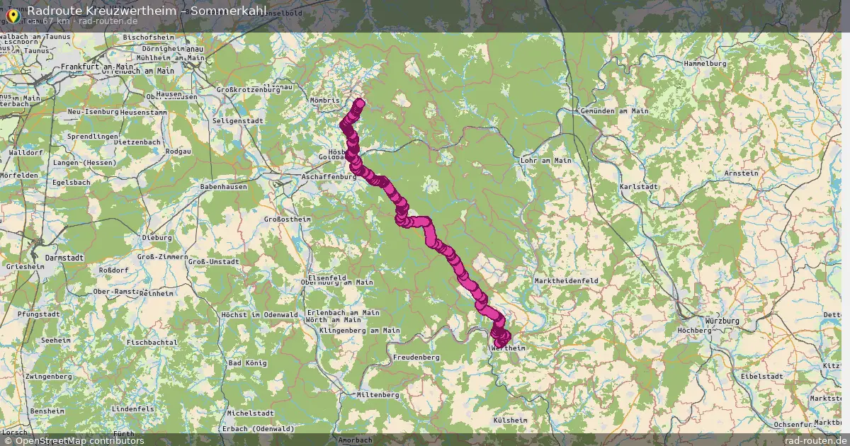 Fahrradroute Kreuzwertheim – Sommerkahl (67 km) – Rad-Routen.de