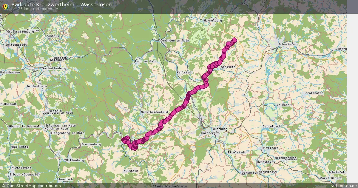 Fahrradroute Kreuzwertheim – Wasserlosen (75 km) – Rad-Routen.de