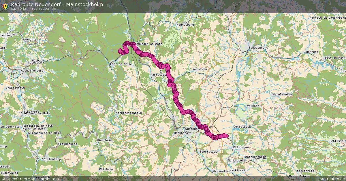Fahrradroute Neuendorf – Mainstockheim (70 km) – Rad-Routen.de