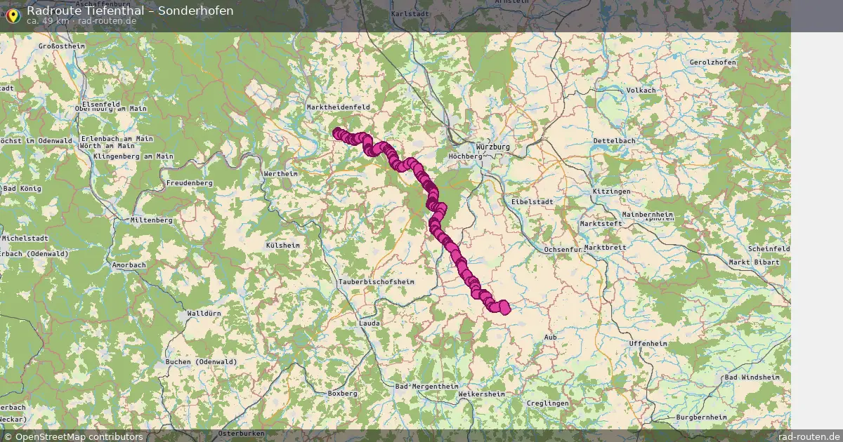 Fahrradroute Tiefenthal – Sonderhofen (49 km) – Rad-Routen.de