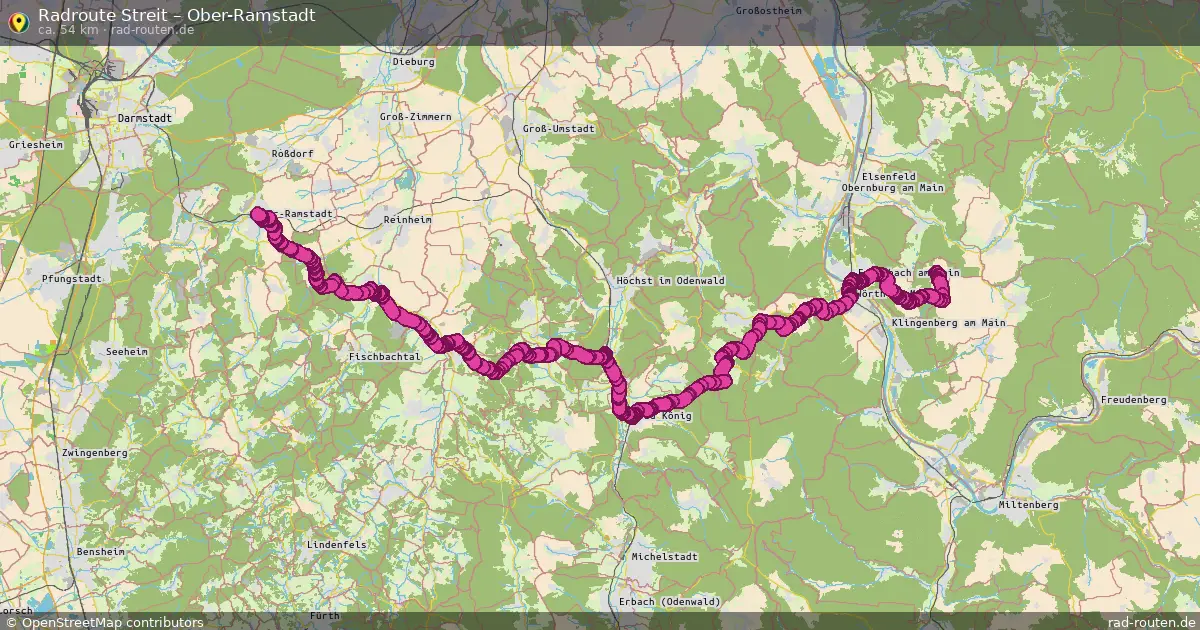Fahrradroute Streit – Ober-Ramstadt (54 km) – Rad-Routen.de