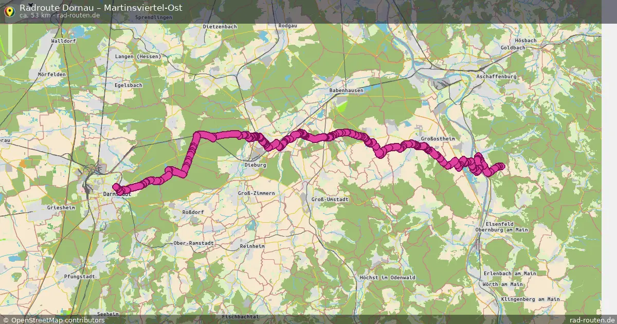 Fahrradroute Dornau – Martinsviertel-Ost (53 km) – Rad-Routen.de