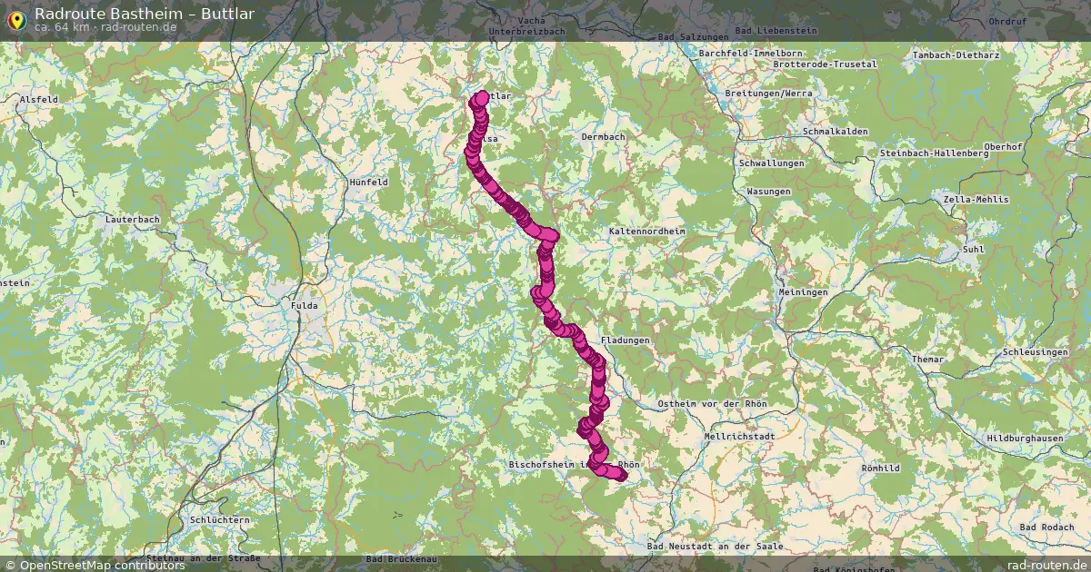 Fahrradroute Bastheim – Buttlar (61 km) – Rad-Routen.de