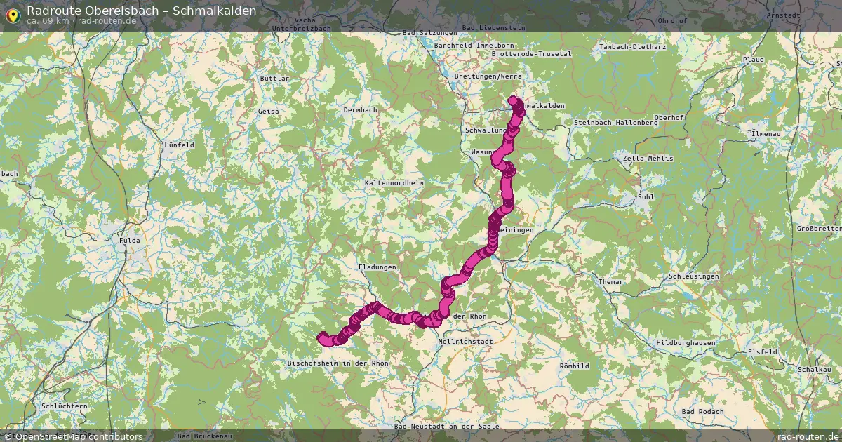Fahrradroute Oberelsbach – Schmalkalden (69 km) – Rad-Routen.de