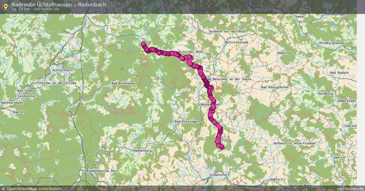 Fahrradroute Üchtelhausen – Rodenbach (59 km) – Rad-Routen.de