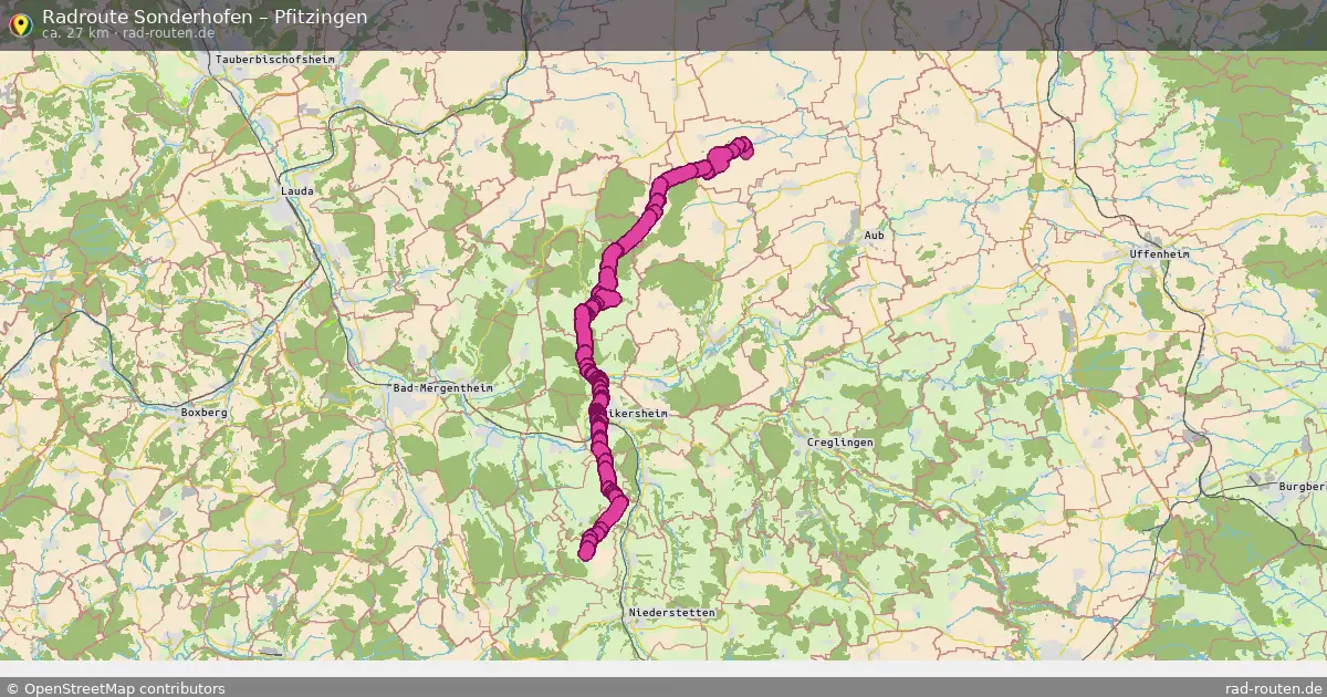 Fahrradroute Sonderhofen – Pfitzingen (27 km) – Rad-Routen.de