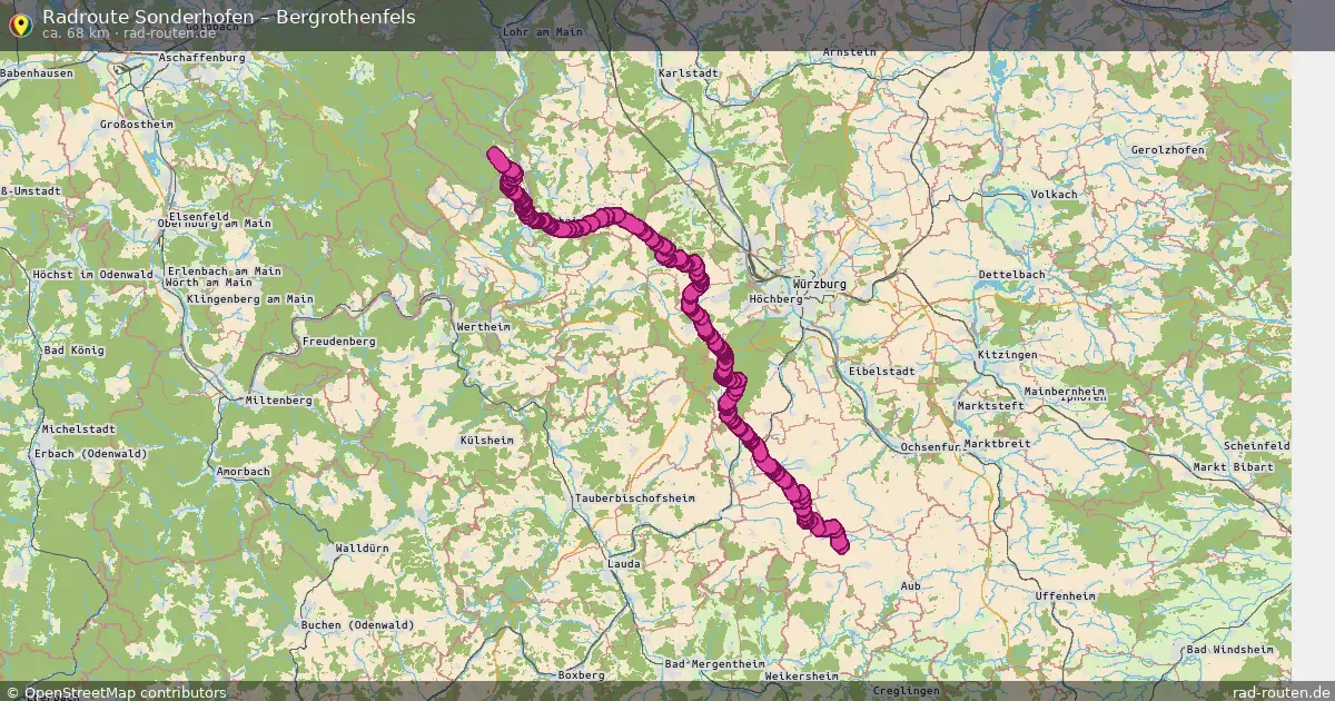 Fahrradroute Sonderhofen – Bergrothenfels (68 km) – Rad-Routen.de