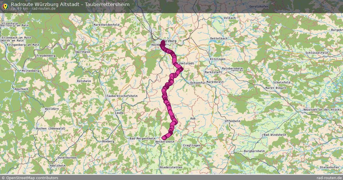 Fahrradroute Würzburg Altstadt – Tauberrettersheim