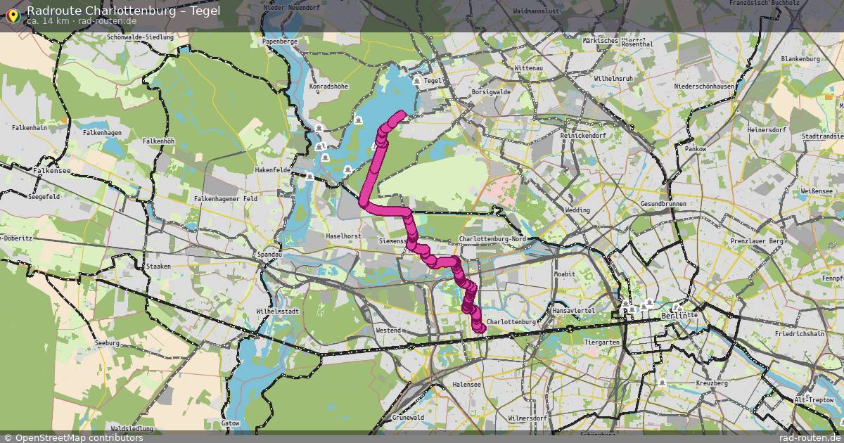 Fahrradroute Charlottenburg – Tegel (14 km) – Rad-Routen.de