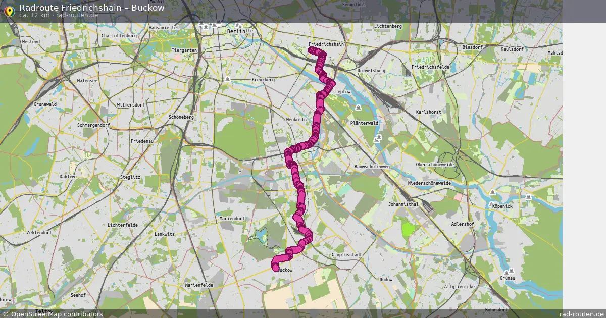 Fahrradroute von Friedrichshain nach Buckow