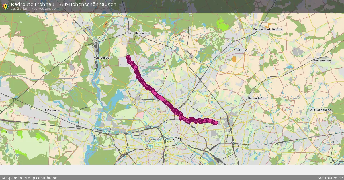 Fahrradroute von Frohnau nach Alt-Hohenschönhausen