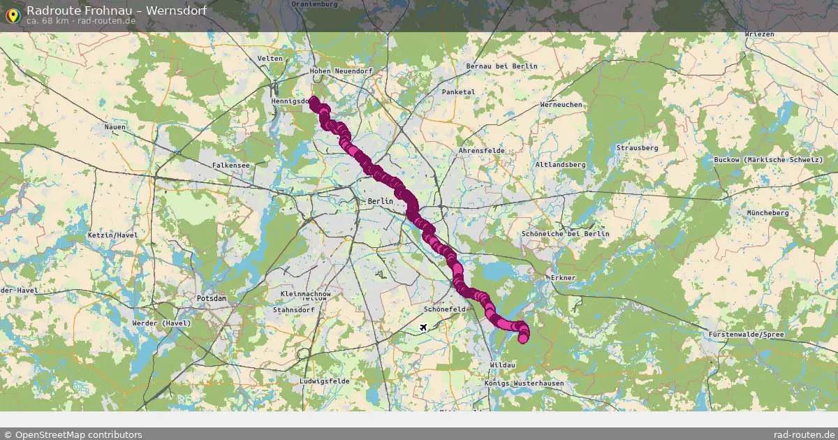 Fahrradroute von Frohnau nach Wernsdorf