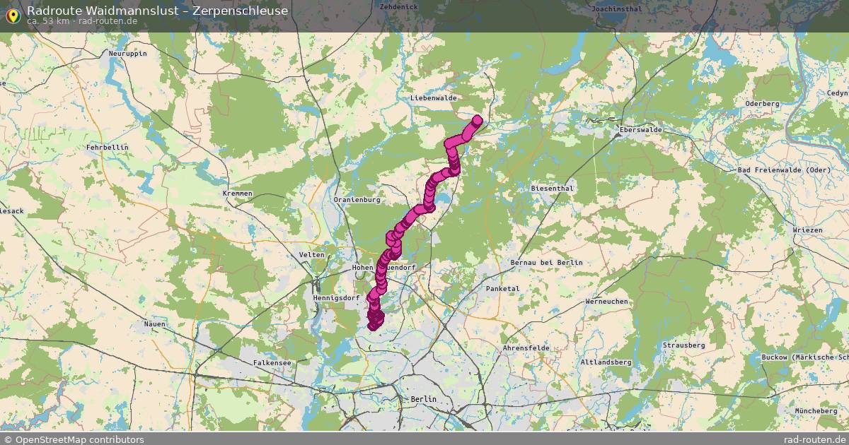 Fahrradroute Waidmannslust – Zerpenschleuse
