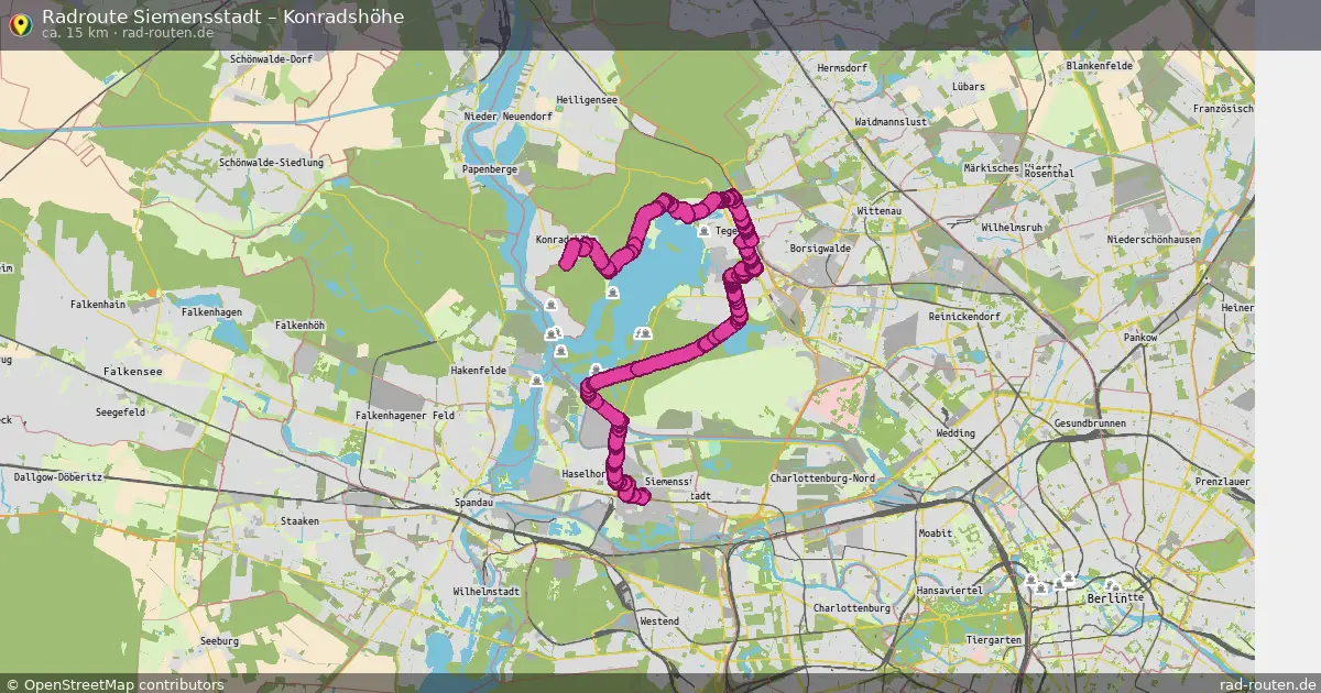 Fahrradroute von Siemensstadt nach Konradshöhe