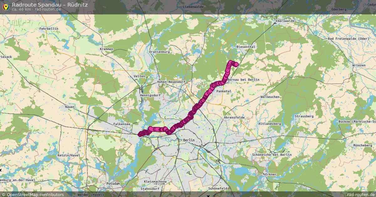 Fahrradroute von Spandau nach Rüdnitz