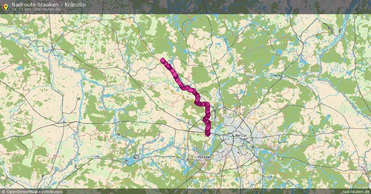 Fahrradroute von Staaken nach Kränzlin