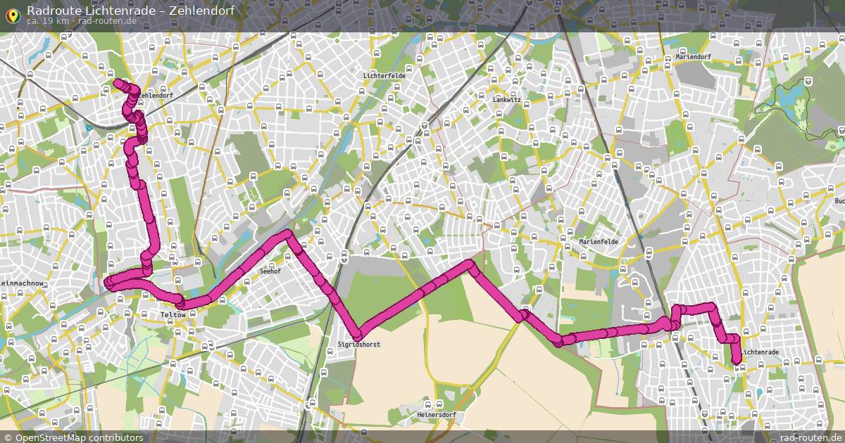 Fahrradroute von Lichtenrade nach Zehlendorf