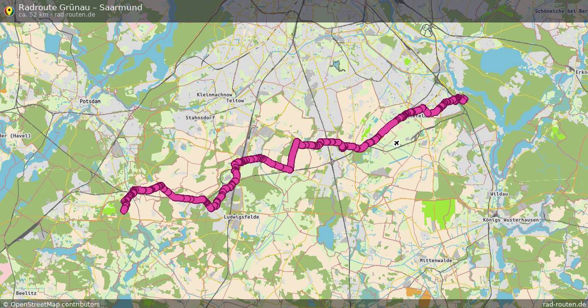 Fahrradroute Grünau – Saarmund