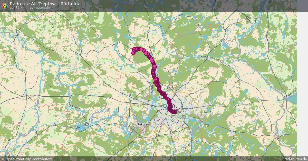 Fahrradroute von Alt-Treptow nach Rüthnick