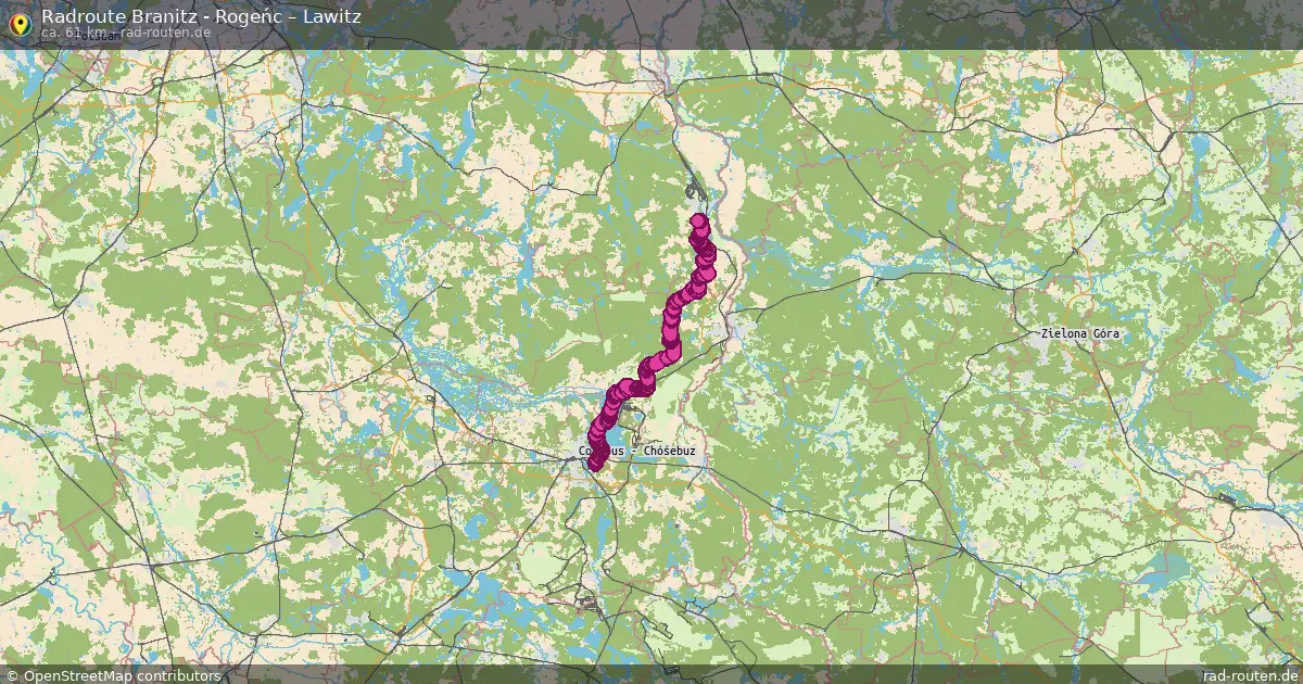 Fahrradroute Branitz - Rogeńc – Lawitz (61 km) – Rad-Routen.de