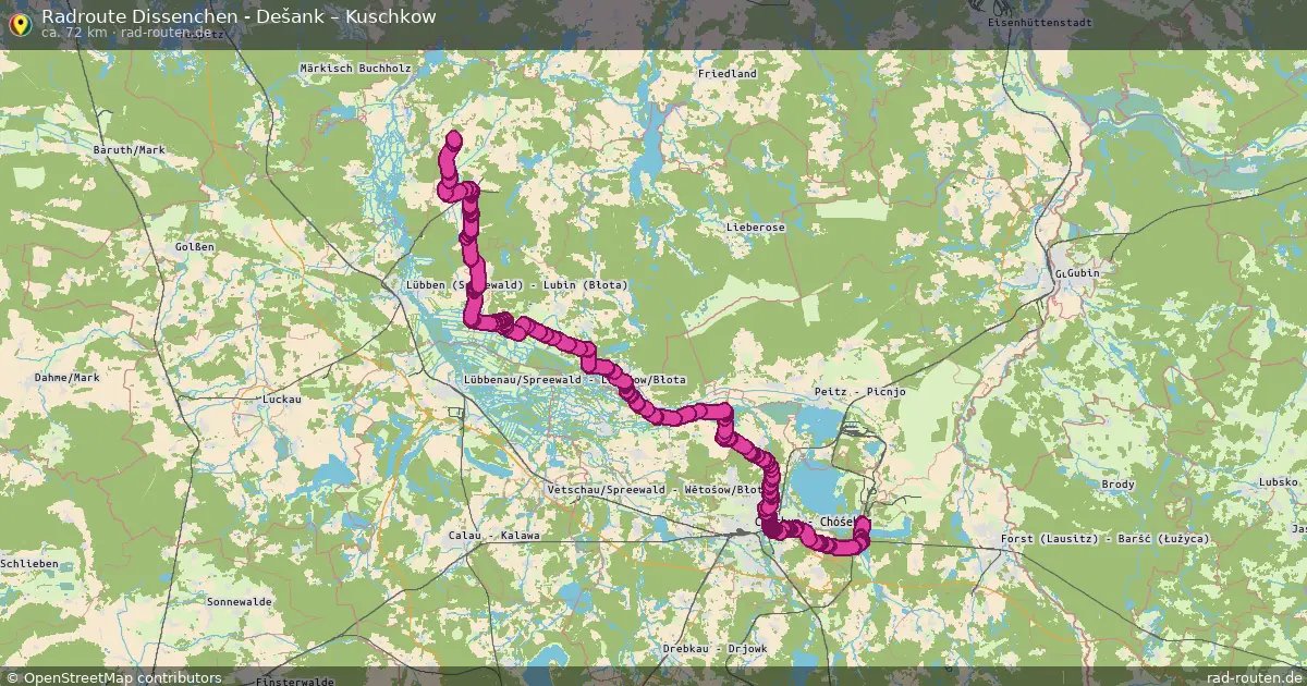 Radtour Dissenchen - Dešank – Kuschkow