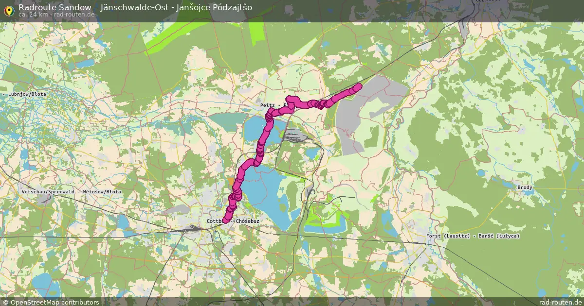 Fahrradroute Sandow – Jänschwalde-Ost - Janšojce Pódzajtšo (24 km) – Rad-Routen.de