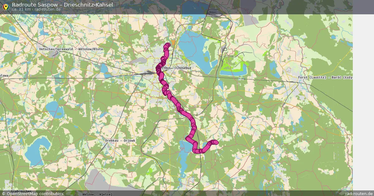 Fahrradroute Saspow – Drieschnitz-Kahsel (31 km) – Rad-Routen.de