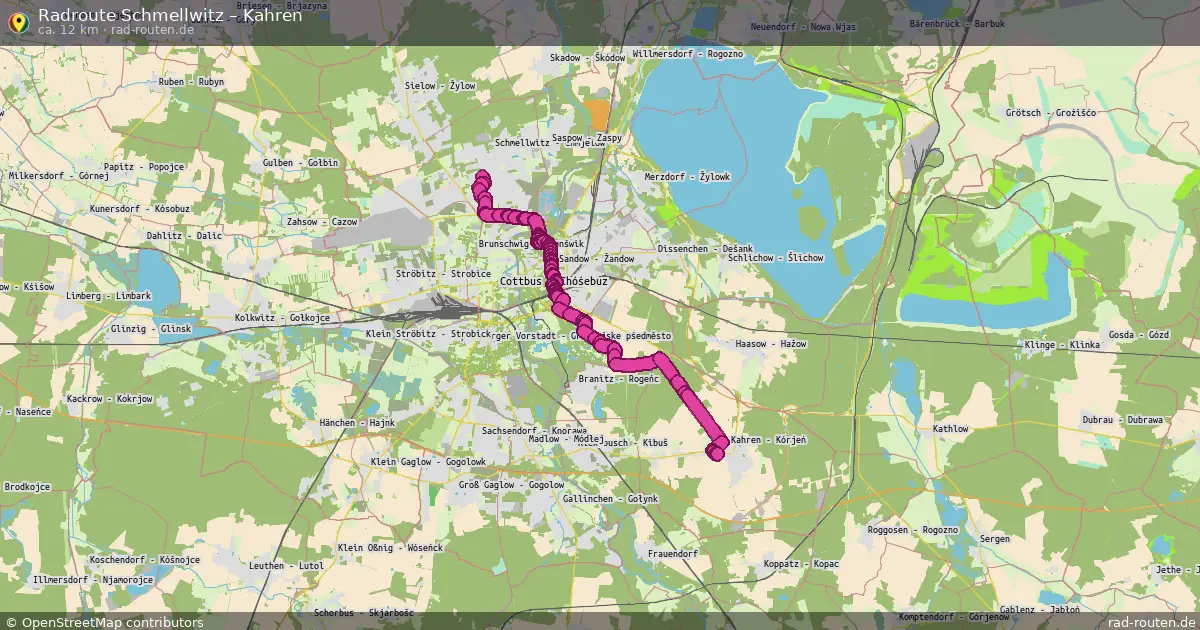 Fahrradroute Schmellwitz – Kahren (11 km) – Rad-Routen.de