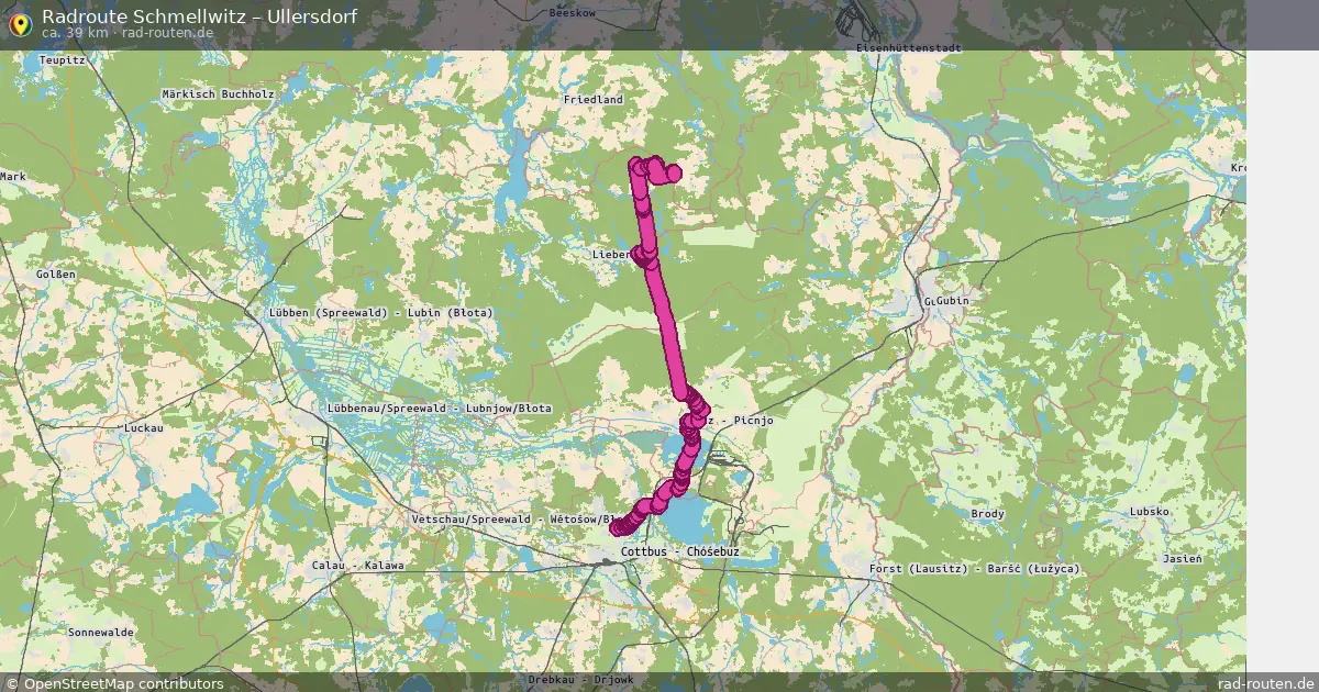 Fahrradroute Schmellwitz – Ullersdorf (39 km) – Rad-Routen.de