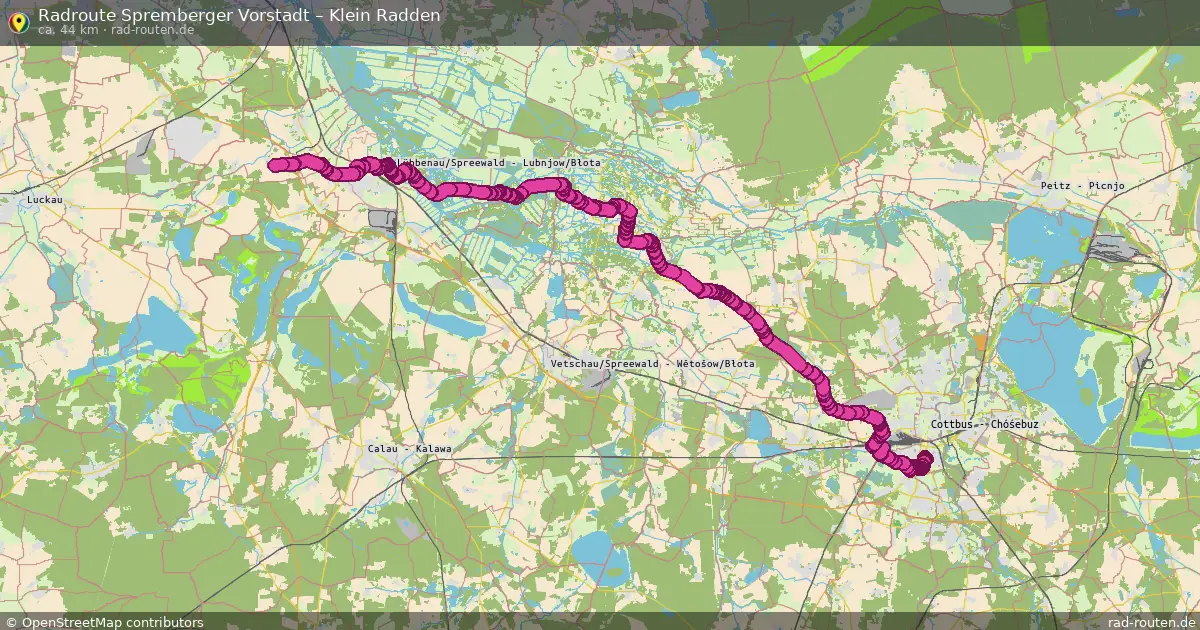Fahrradroute Spremberger Vorstadt – Klein Radden (44 km) – Rad-Routen.de