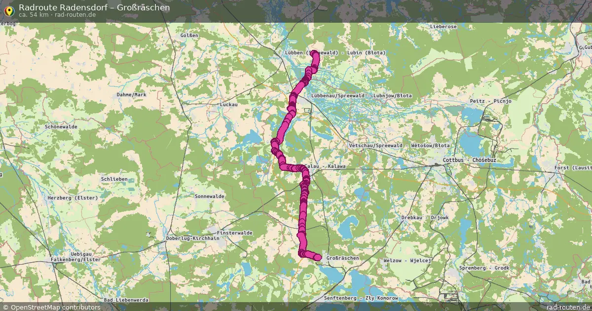 Fahrradroute Radensdorf – Großräschen (54 km) – Rad-Routen.de