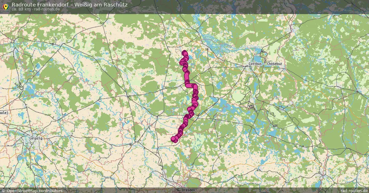 Fahrradroute Frankendorf – Weißig Am Raschütz (83 km) – Rad-Routen.de